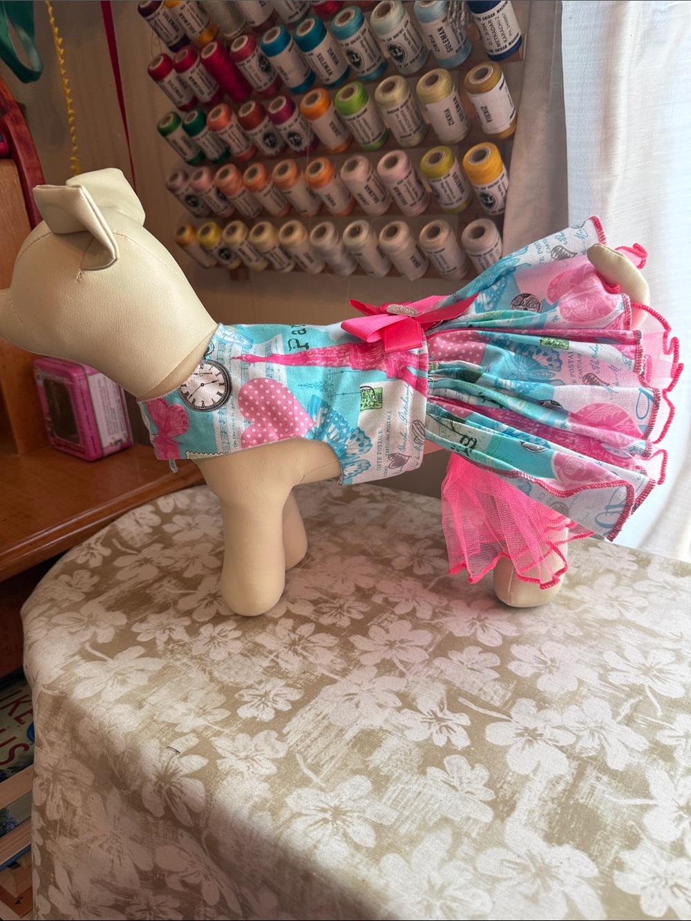 Adorable Paris themed dog dress handmade NWOT